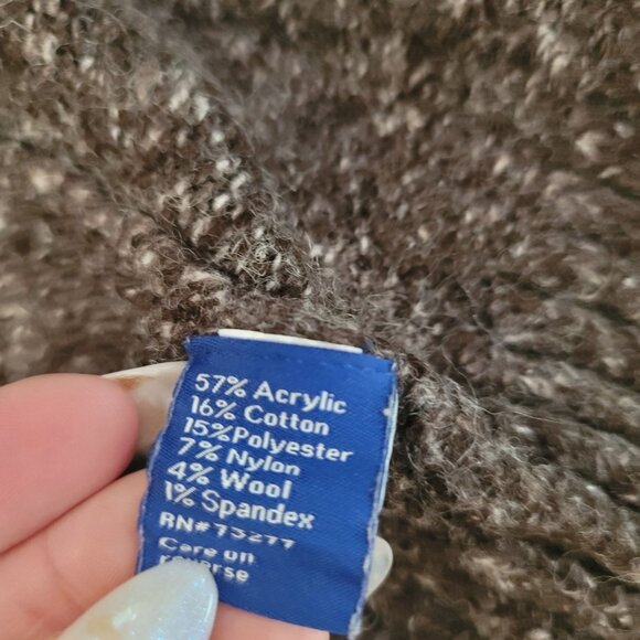 Apt 9 Long Open Cardigan Sweater Womens Colorblock Brown Tan Ivory Cotton wool S - Picture 3 of 5